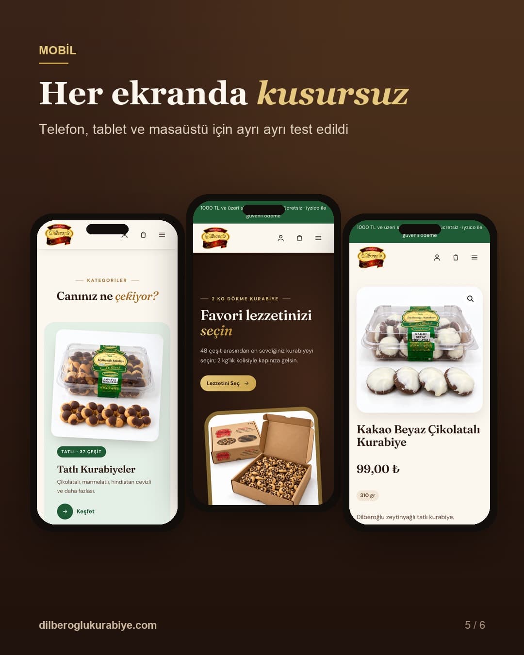 Dilberoğlu Kurabiye — Mobil · Her ekranda kusursuz